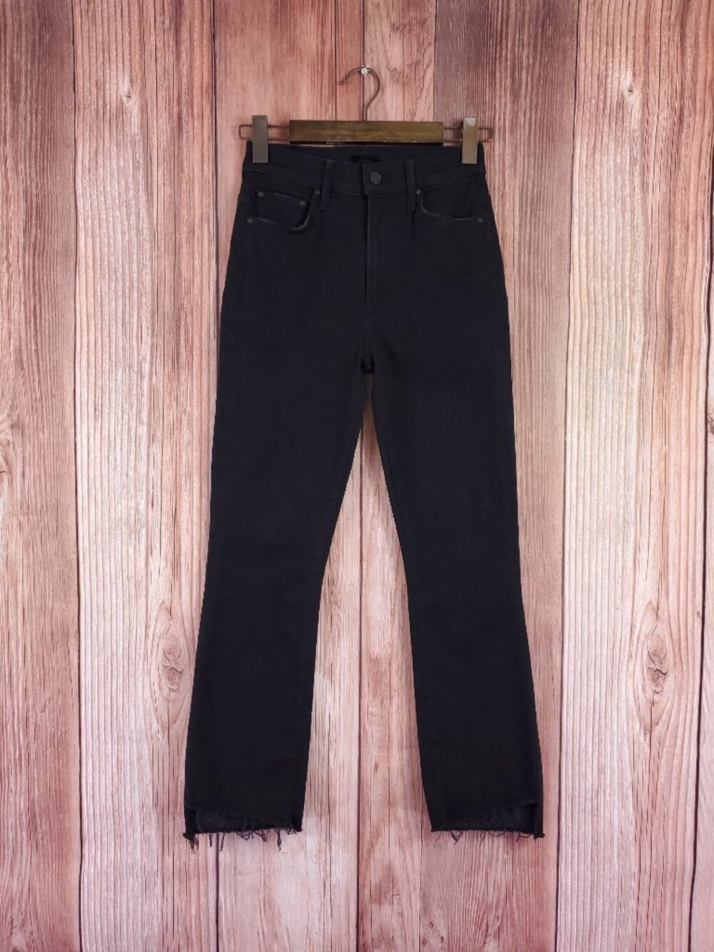 Mother Womens Size 26 The Insider Crop Step Fray Not Guilty Black Denim Jeans